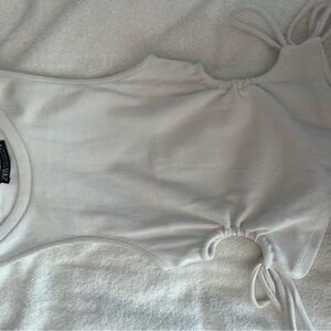 Zara Off-White Ribbed Sleeveless Top